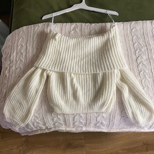 Lulus off the shoulder white cropped sweater